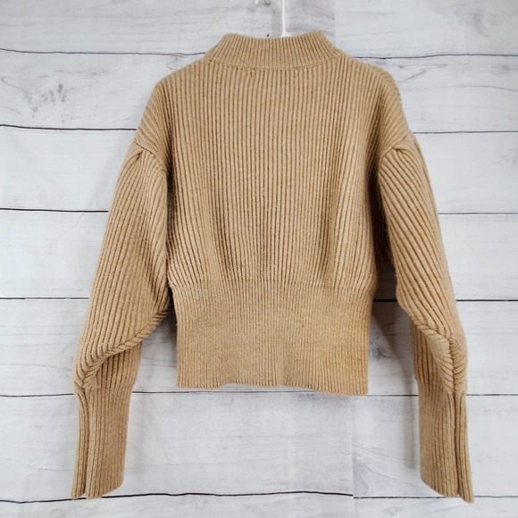 Zara Tan Ribbed Crew Neck Sweater - Picture 2 of 5